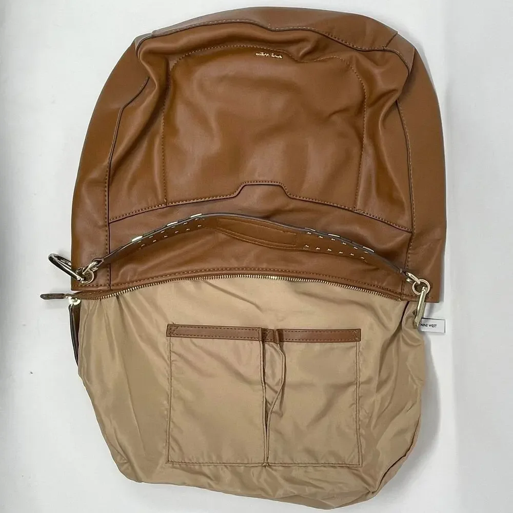 Nine‎ West Sypress Tobacco Brown Vegan Leather Medium Hobo Bag